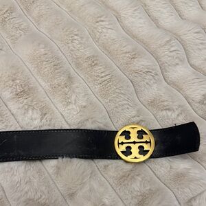 Tory Burch Black Belt with Gold Logo